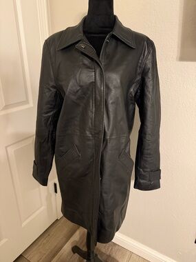 Jacqueline Ferrar Black Leather Long Coat - Vintage